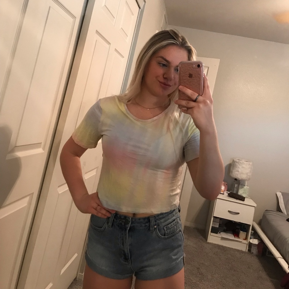 brandy melville pastel tie dye crop top